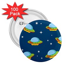 Seamless Pattern Ufo With Star Space Galaxy Background 2.25  Buttons (100 pack) 