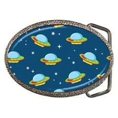 Seamless Pattern Ufo With Star Space Galaxy Background Belt Buckles