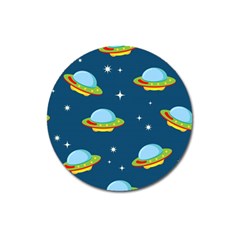 Seamless Pattern Ufo With Star Space Galaxy Background Magnet 3  (Round)