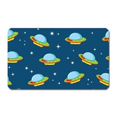 Seamless Pattern Ufo With Star Space Galaxy Background Magnet (Rectangular)