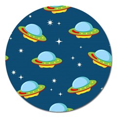 Seamless Pattern Ufo With Star Space Galaxy Background Magnet 5  (round) by Vaneshart