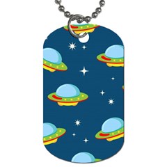 Seamless Pattern Ufo With Star Space Galaxy Background Dog Tag (two Sides) by Vaneshart