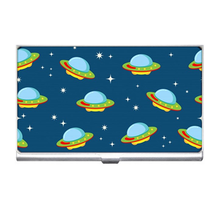 Seamless Pattern Ufo With Star Space Galaxy Background Business Card Holder