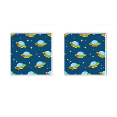 Seamless Pattern Ufo With Star Space Galaxy Background Cufflinks (Square)