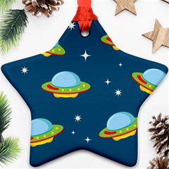 Seamless Pattern Ufo With Star Space Galaxy Background Star Ornament (Two Sides)