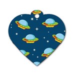 Seamless Pattern Ufo With Star Space Galaxy Background Dog Tag Heart (Two Sides) Front