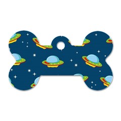 Seamless Pattern Ufo With Star Space Galaxy Background Dog Tag Bone (One Side)