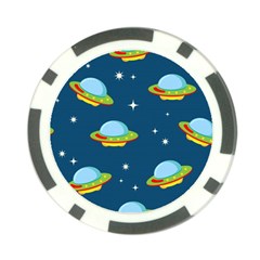 Seamless Pattern Ufo With Star Space Galaxy Background Poker Chip Card Guard