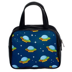 Seamless Pattern Ufo With Star Space Galaxy Background Classic Handbag (two Sides) by Vaneshart