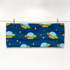 Seamless Pattern Ufo With Star Space Galaxy Background Hand Towel