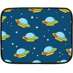 Seamless Pattern Ufo With Star Space Galaxy Background Fleece Blanket (Mini)