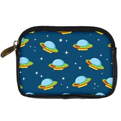 Seamless Pattern Ufo With Star Space Galaxy Background Digital Camera Leather Case