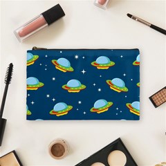 Seamless Pattern Ufo With Star Space Galaxy Background Cosmetic Bag (Medium)