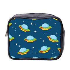 Seamless Pattern Ufo With Star Space Galaxy Background Mini Toiletries Bag (two Sides) by Vaneshart