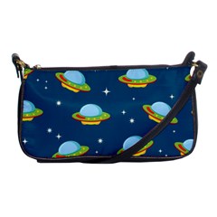 Seamless Pattern Ufo With Star Space Galaxy Background Shoulder Clutch Bag by Vaneshart