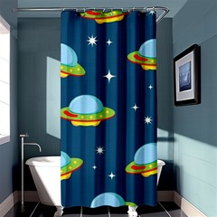 Seamless Pattern Ufo With Star Space Galaxy Background Shower Curtain 36  X 72  (stall)  by Vaneshart