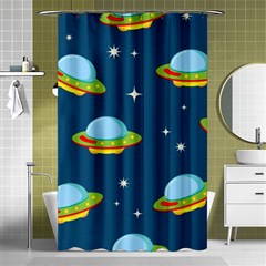 Seamless Pattern Ufo With Star Space Galaxy Background Shower Curtain 48  X 72  (small)  by Vaneshart