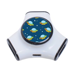 Seamless Pattern Ufo With Star Space Galaxy Background 3-Port USB Hub