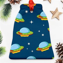 Seamless Pattern Ufo With Star Space Galaxy Background Ornament (Bell)