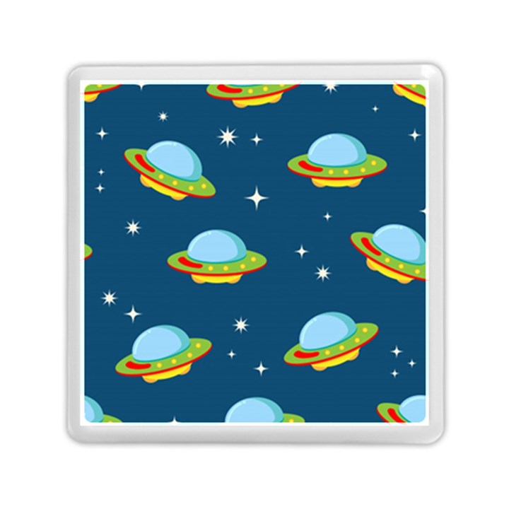 Seamless Pattern Ufo With Star Space Galaxy Background Memory Card Reader (Square)