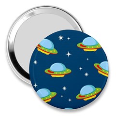 Seamless Pattern Ufo With Star Space Galaxy Background 3  Handbag Mirrors