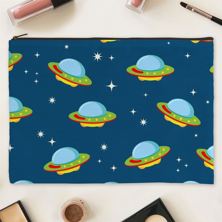 Seamless Pattern Ufo With Star Space Galaxy Background Cosmetic Bag (XXXL)