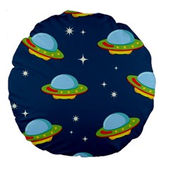 Seamless Pattern Ufo With Star Space Galaxy Background Large 18  Premium Round Cushions