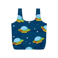 Seamless Pattern Ufo With Star Space Galaxy Background Full Print Recycle Bag (s) by Vaneshart