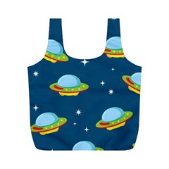 Seamless Pattern Ufo With Star Space Galaxy Background Full Print Recycle Bag (m) by Vaneshart