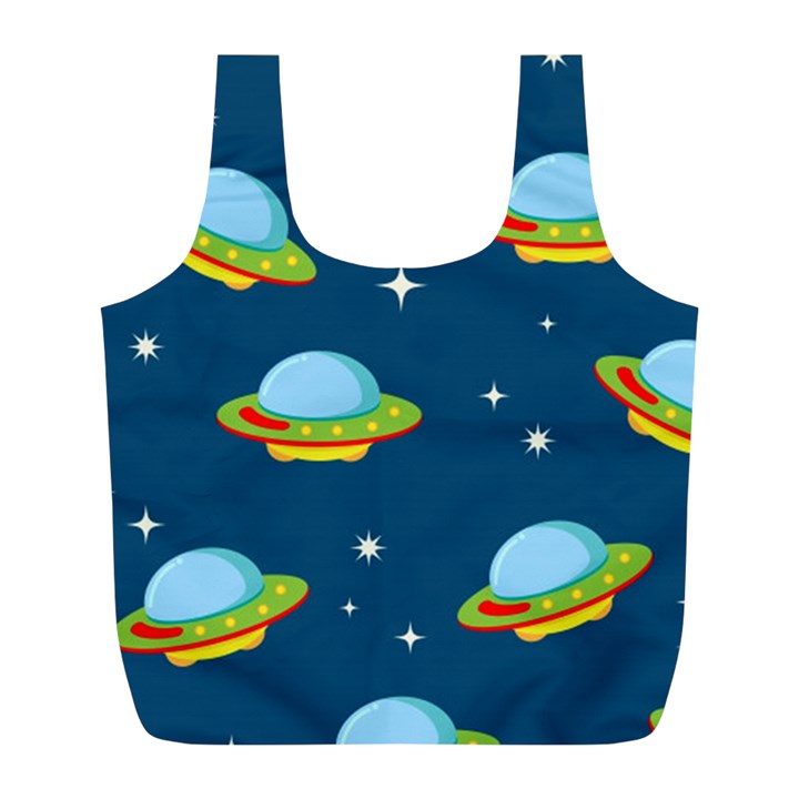 Seamless Pattern Ufo With Star Space Galaxy Background Full Print Recycle Bag (L)