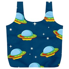 Seamless Pattern Ufo With Star Space Galaxy Background Full Print Recycle Bag (xl) by Vaneshart