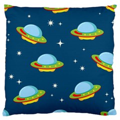 Seamless Pattern Ufo With Star Space Galaxy Background Large Flano Cushion Case (Two Sides)