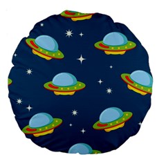 Seamless Pattern Ufo With Star Space Galaxy Background Large 18  Premium Flano Round Cushions