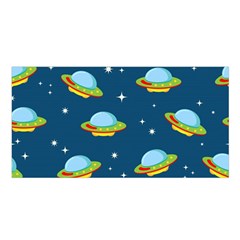 Seamless Pattern Ufo With Star Space Galaxy Background Satin Shawl