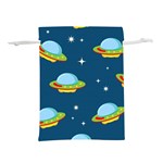 Seamless Pattern Ufo With Star Space Galaxy Background Lightweight Drawstring Pouch (L) Front