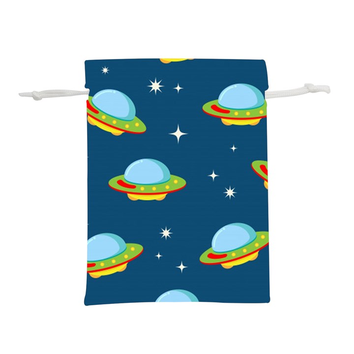 Seamless Pattern Ufo With Star Space Galaxy Background Lightweight Drawstring Pouch (L)