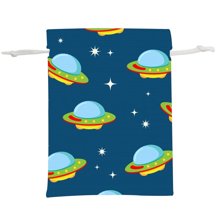 Seamless Pattern Ufo With Star Space Galaxy Background  Lightweight Drawstring Pouch (XL)