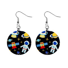 Space Seamless Pattern Mini Button Earrings by Vaneshart