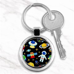 Space Seamless Pattern Key Chain (round) by Vaneshart