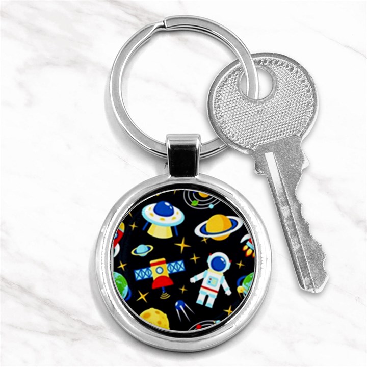 Space Seamless Pattern Key Chain (Round)