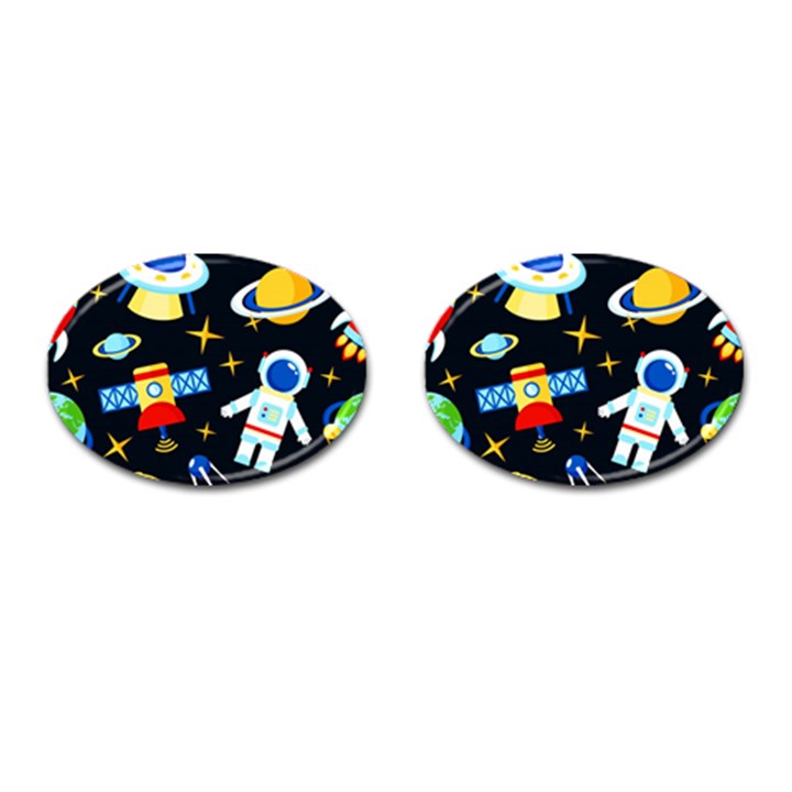 Space Seamless Pattern Cufflinks (Oval)