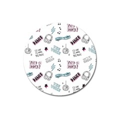 Music Themed Doodle Seamless Background Magnet 3  (round) by Vaneshart