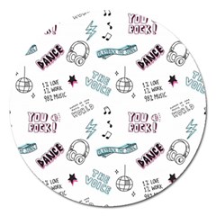 Music Themed Doodle Seamless Background Magnet 5  (round) by Vaneshart