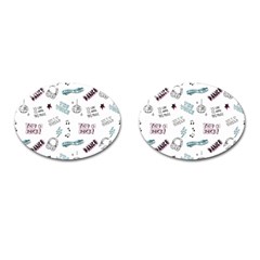 Music Themed Doodle Seamless Background Cufflinks (oval) by Vaneshart