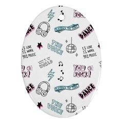 Music Themed Doodle Seamless Background Oval Ornament (two Sides) by Vaneshart