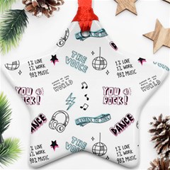 Music Themed Doodle Seamless Background Star Ornament (two Sides) by Vaneshart