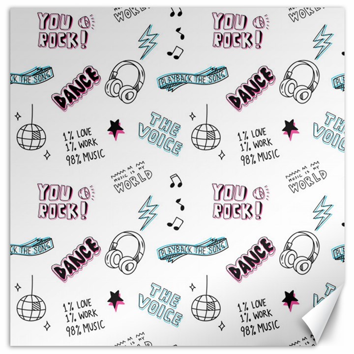 Music Themed Doodle Seamless Background Canvas 12  x 12 