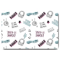 Music Themed Doodle Seamless Background Large Doormat  by Vaneshart