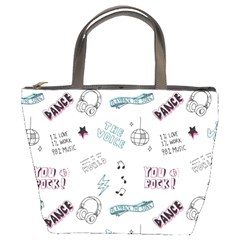 Music Themed Doodle Seamless Background Bucket Bag by Vaneshart