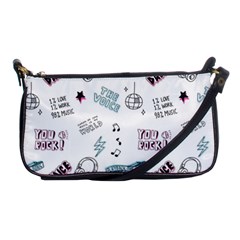 Music Themed Doodle Seamless Background Shoulder Clutch Bag by Vaneshart